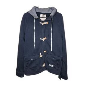 Vans Toogle Hooded Coat In Dark Blue With Full Zip Front Size Medium